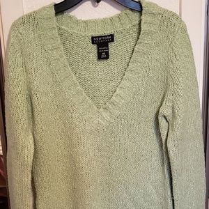 Light Green V-Neck Sweater